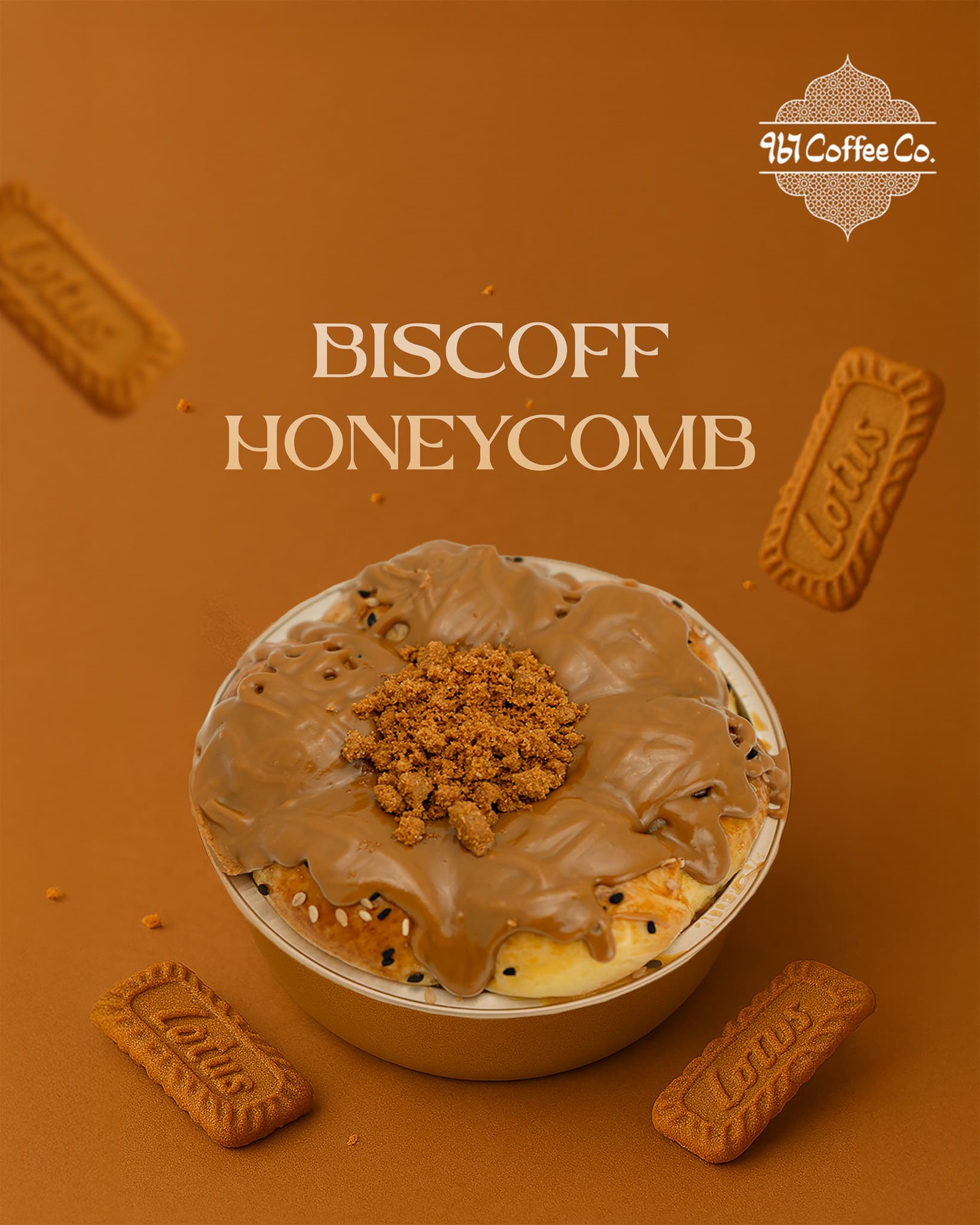 Biscoff Honeycomb — Golden honeycomb with cookie butter glaze.