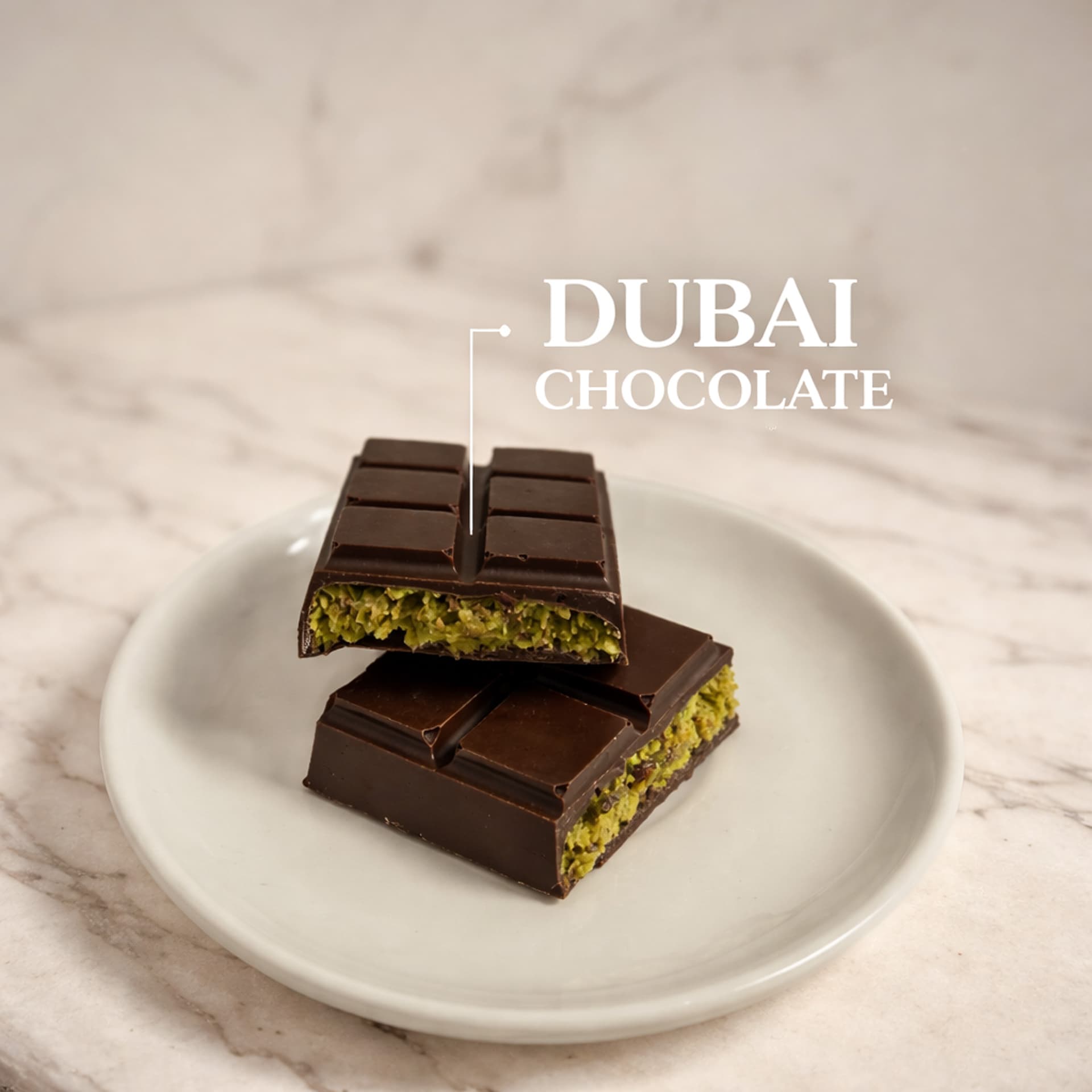Dubai Chocolate — Rich chocolate, Middle Eastern-inspired.