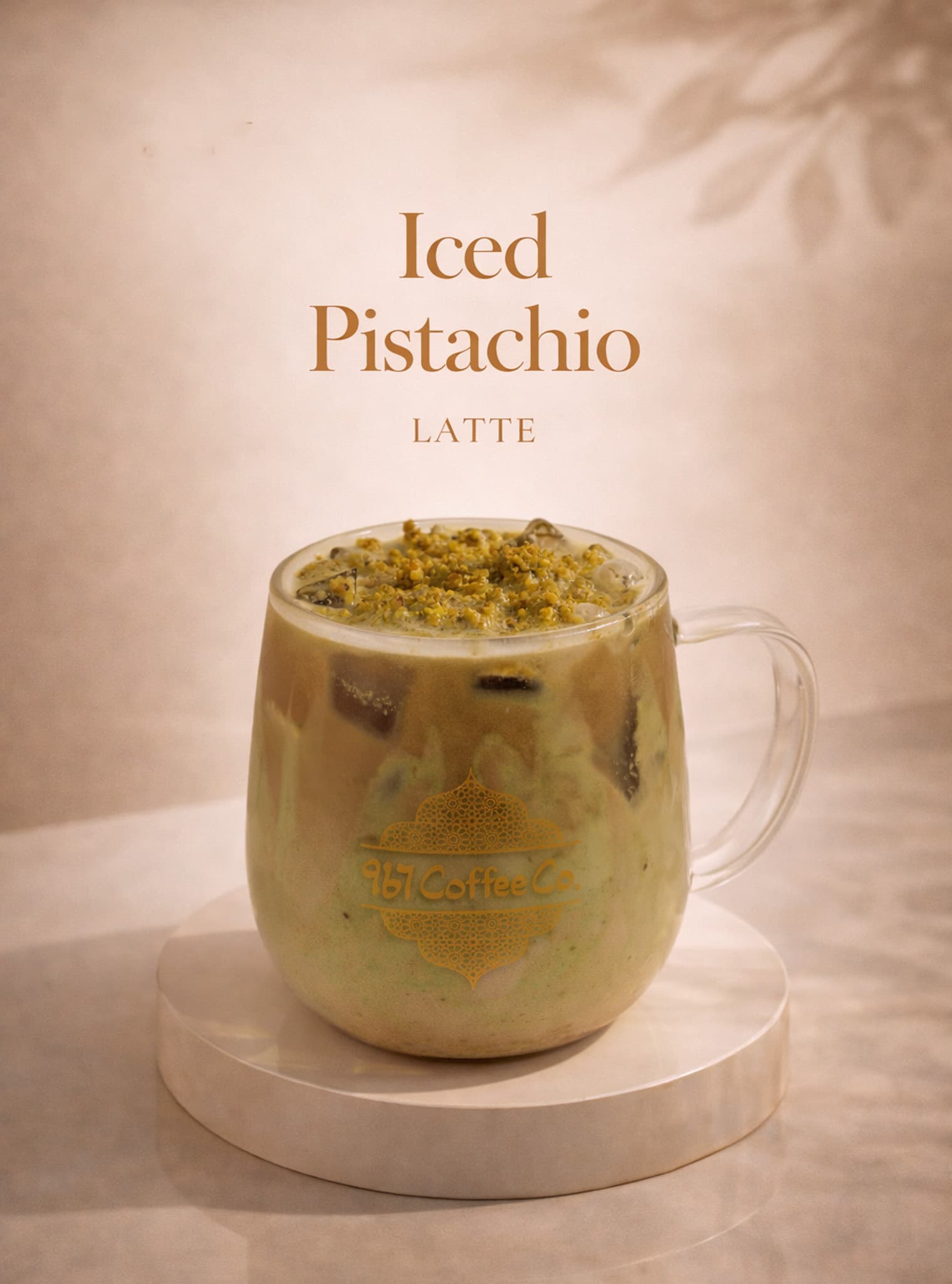 Iced Pistachio Latte — Rich espresso meets velvety pistachio cream.